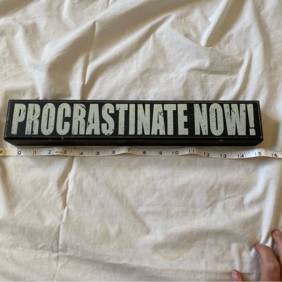 Distressed Wooden Sign “Procrastinate Now” - Picture 2 of 7